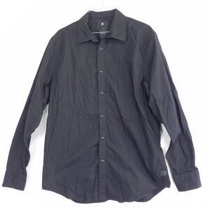 G-Star Raw Shirt Mens Large Landoh Clean Casual Pearl Snap Black Long Sleeve